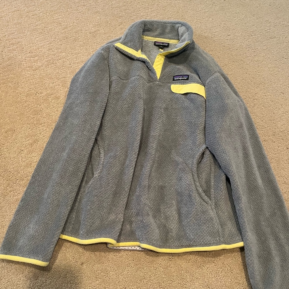 Patagonia Gray and Yellow Fleece Jacket